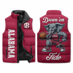 Alabama Crimson Tide NCAA Style Sleeveless Puffer Jacket For Fans