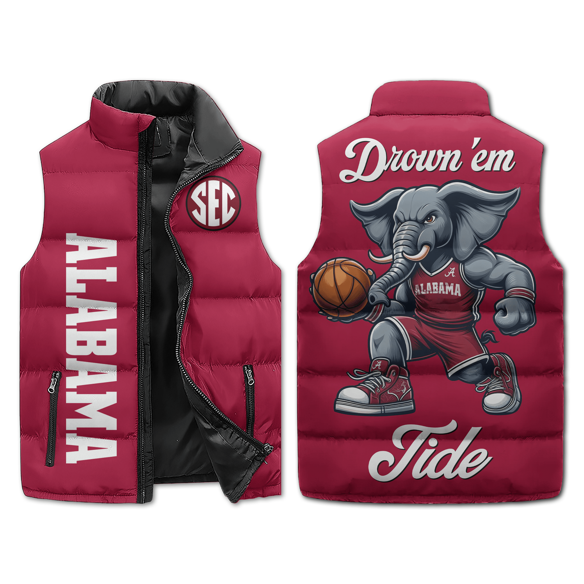 Alabama Crimson Tide NCAA Style Sleeveless Puffer Jacket For Fans