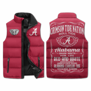 Alabama Crimson Tide NCAA Style Sleeveless Puffer Jacket For Fans