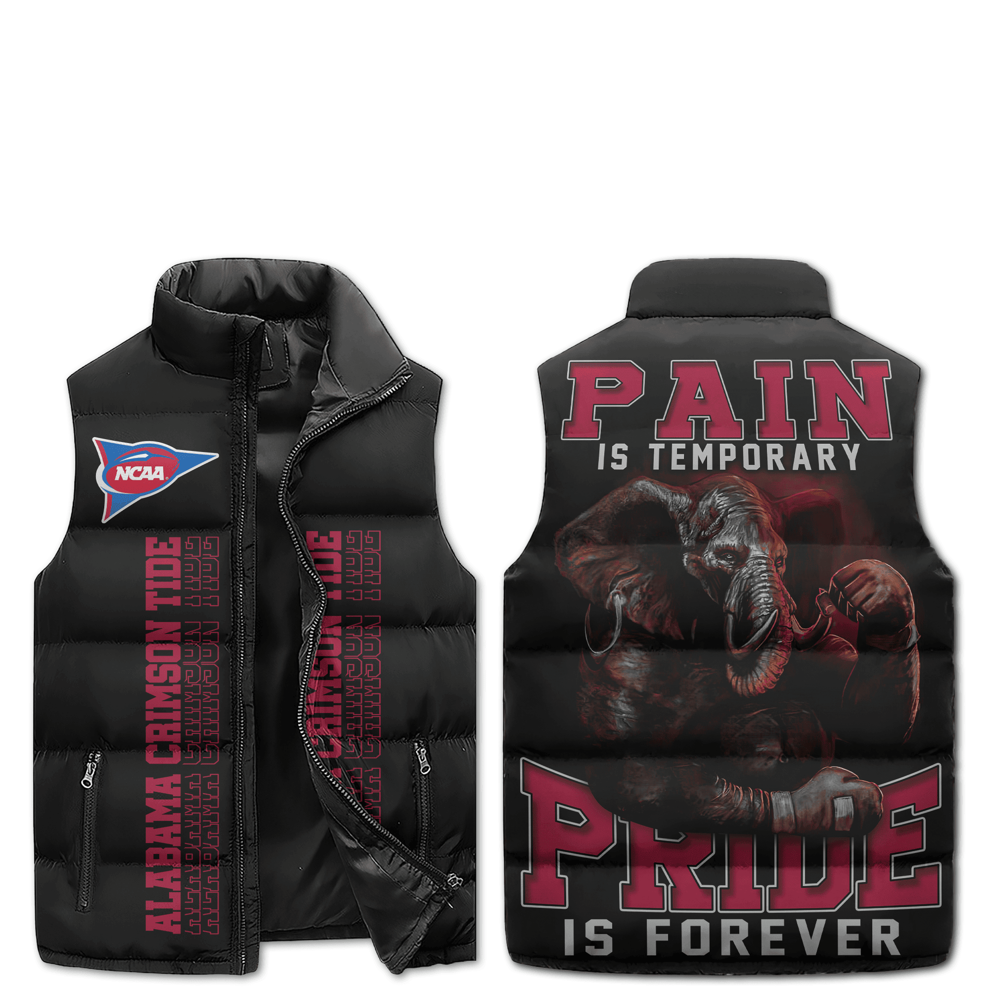 Alabama Crimson Tide NCAA Style Sleeveless Puffer Jacket For Fans