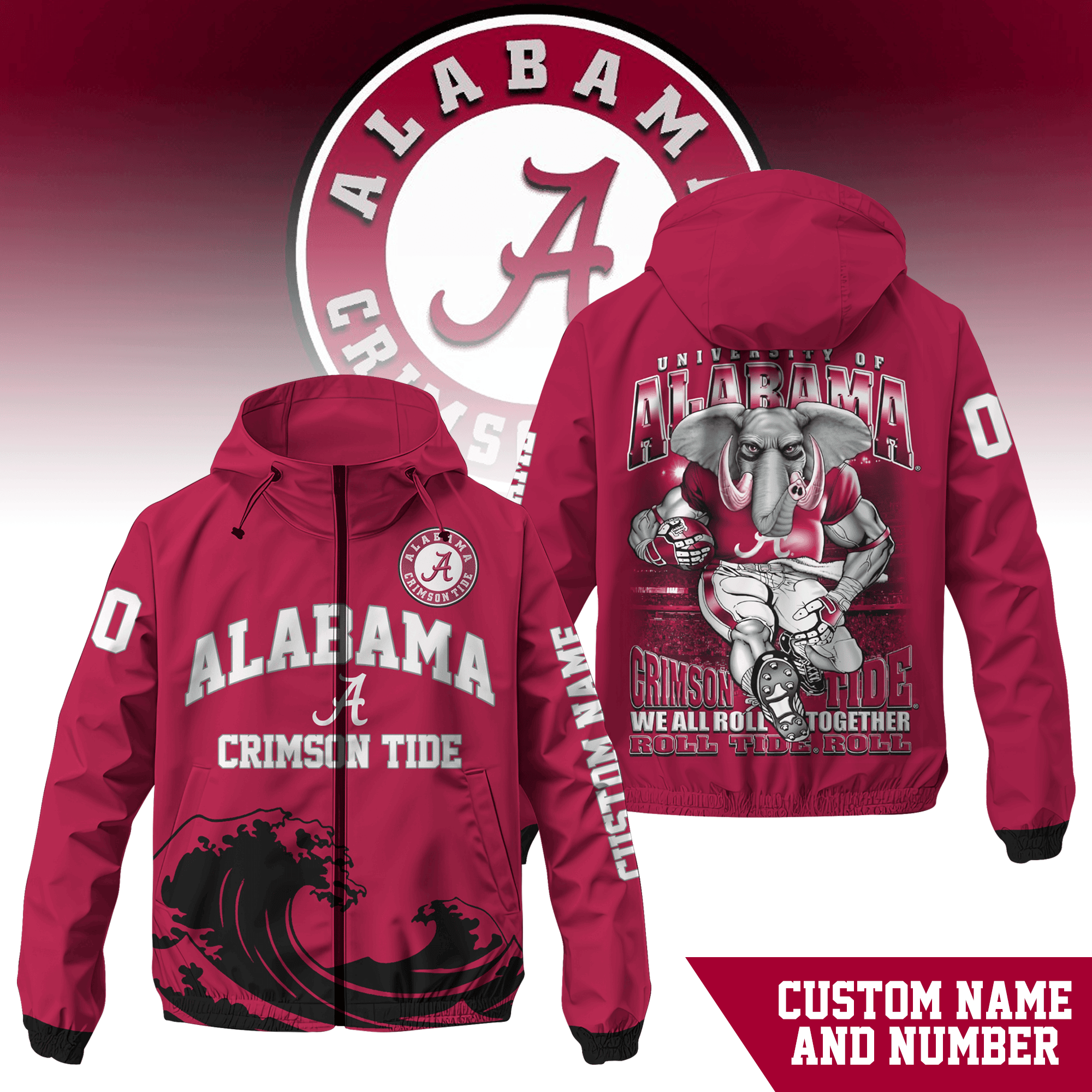 Alabama Crimson Tide NCAA Style Windbreaker Jacket For Fans