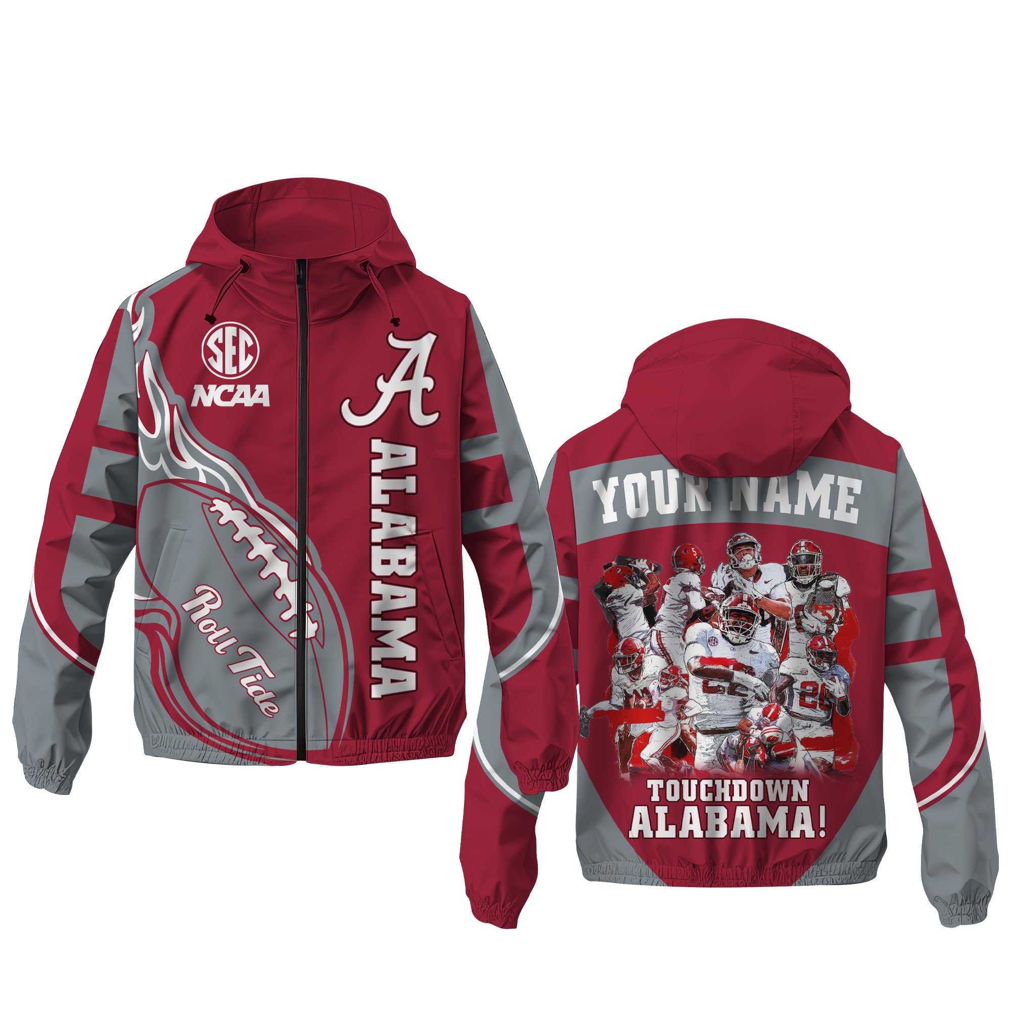 Alabama Crimson Tide NCAA Style Windbreaker Jacket For Fans