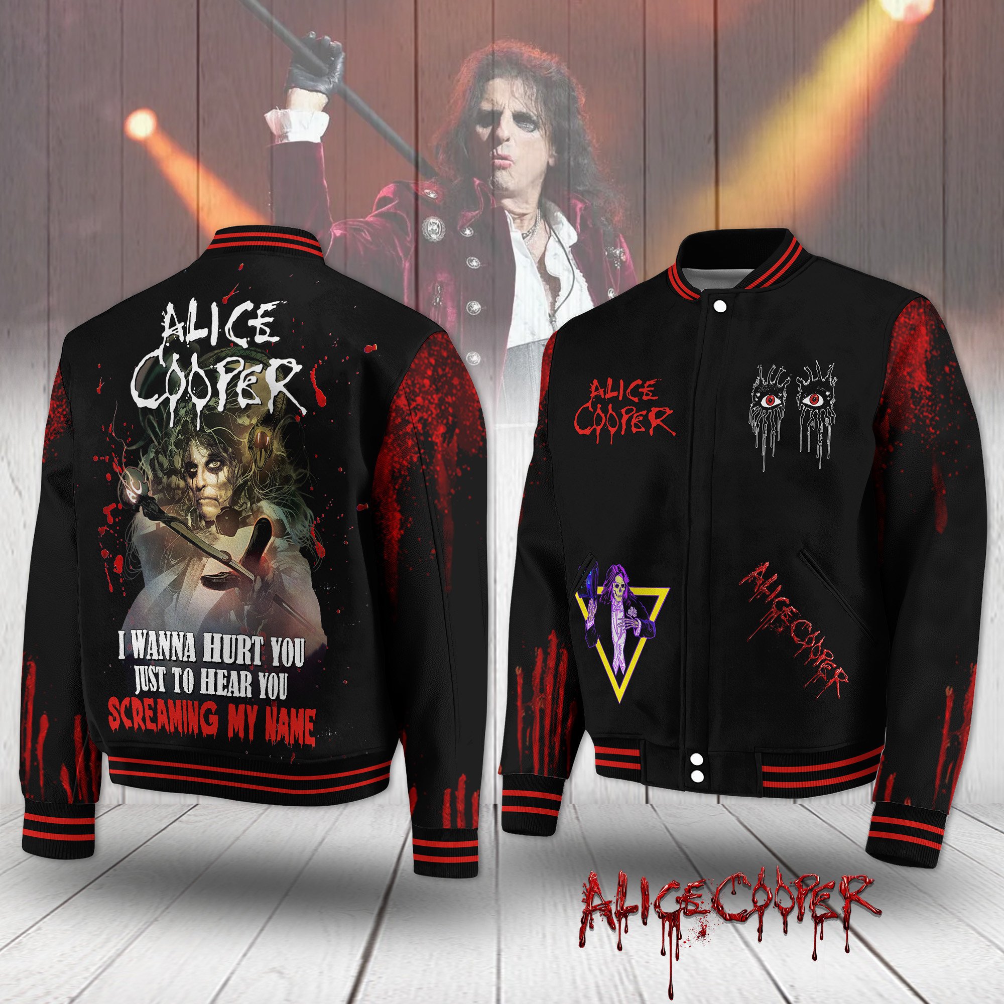 Alice Cooper Music Style Baseball Jacket