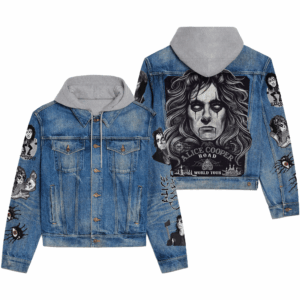 Alice Cooper Music Style Hooded Denim Jacket For Fans