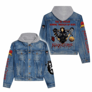 Alice Cooper Music Style Hooded Denim Jacket For Fans