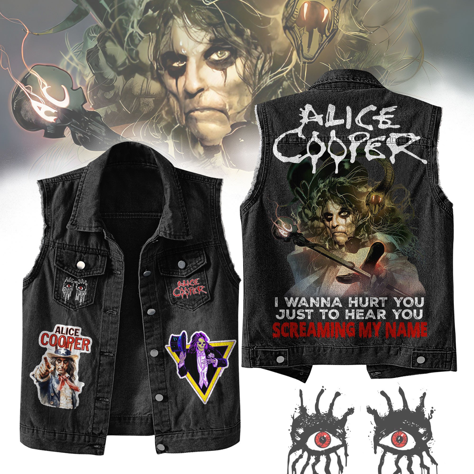 Alice Cooper Music Style Sleeveless Jacket