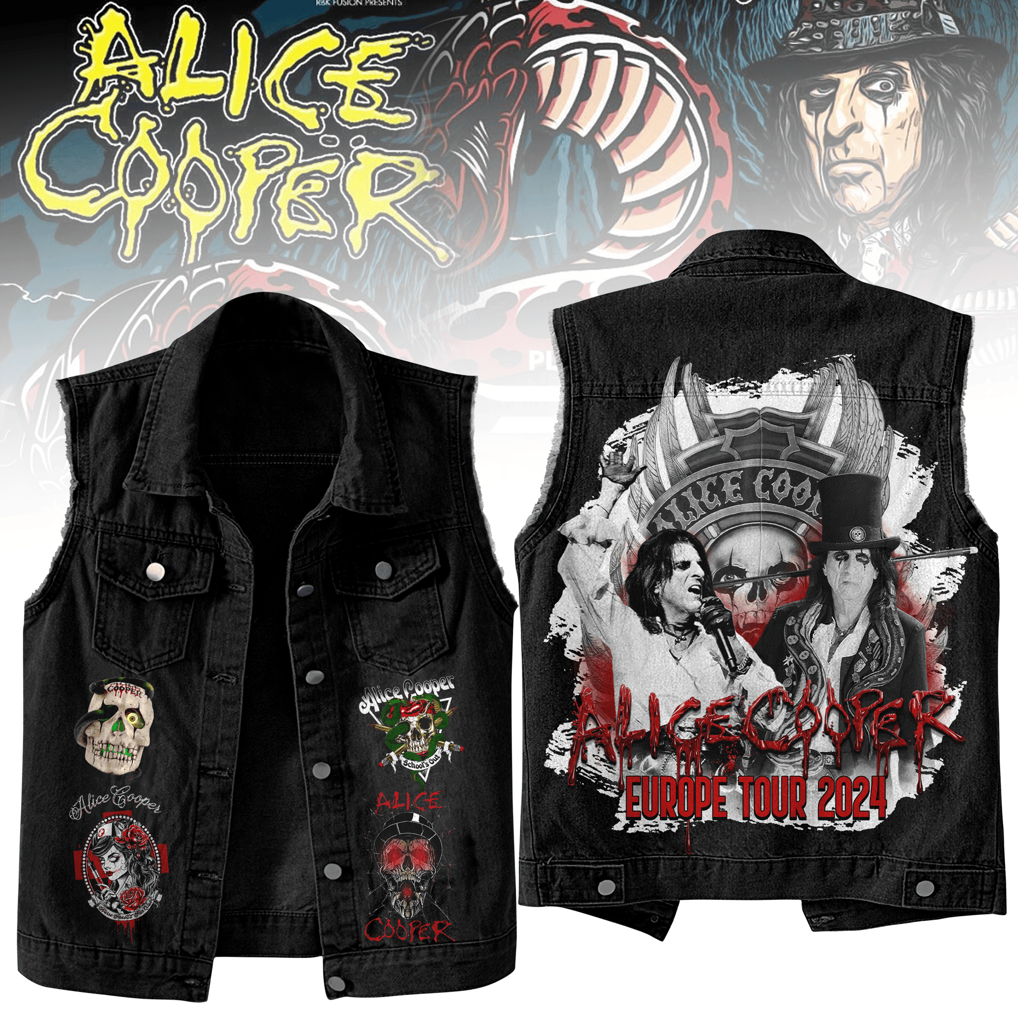 Alice Cooper Music Style Sleeveless Jacket For Fans