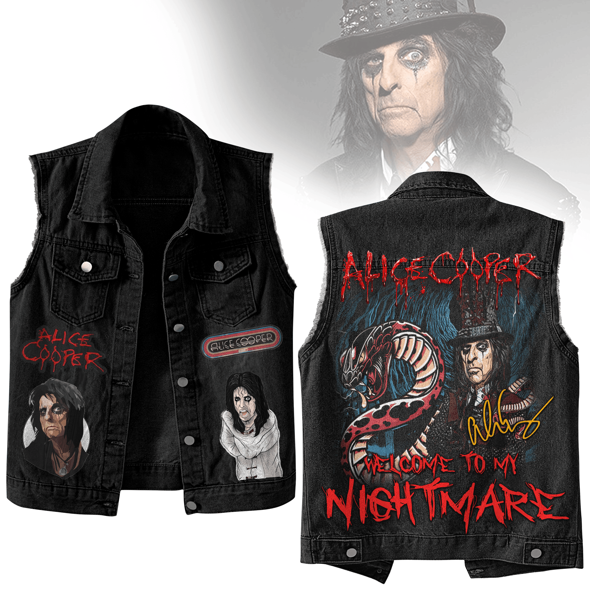 Alice Cooper Music Style Sleeveless Jacket For Fans