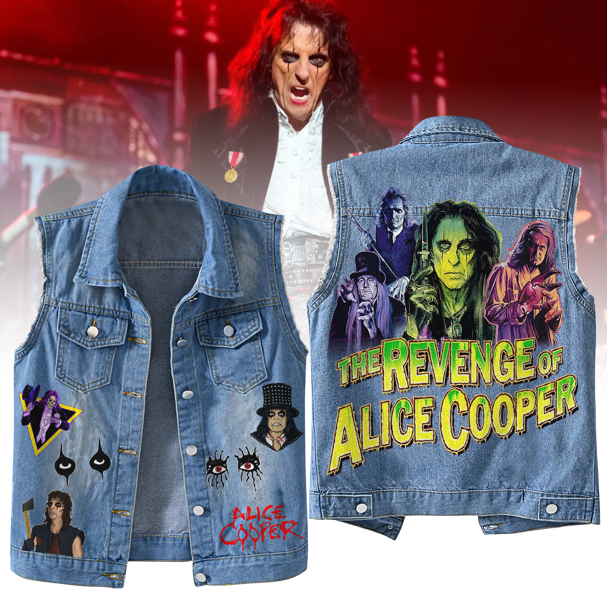 Alice Cooper Music Style Sleeveless Jacket