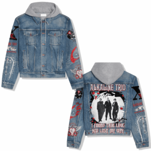 Alkaline Trio Music Style Hooded Denim Jacket For Fans