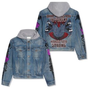 Arcane Games Style Hooded Denim Jacket For Fans