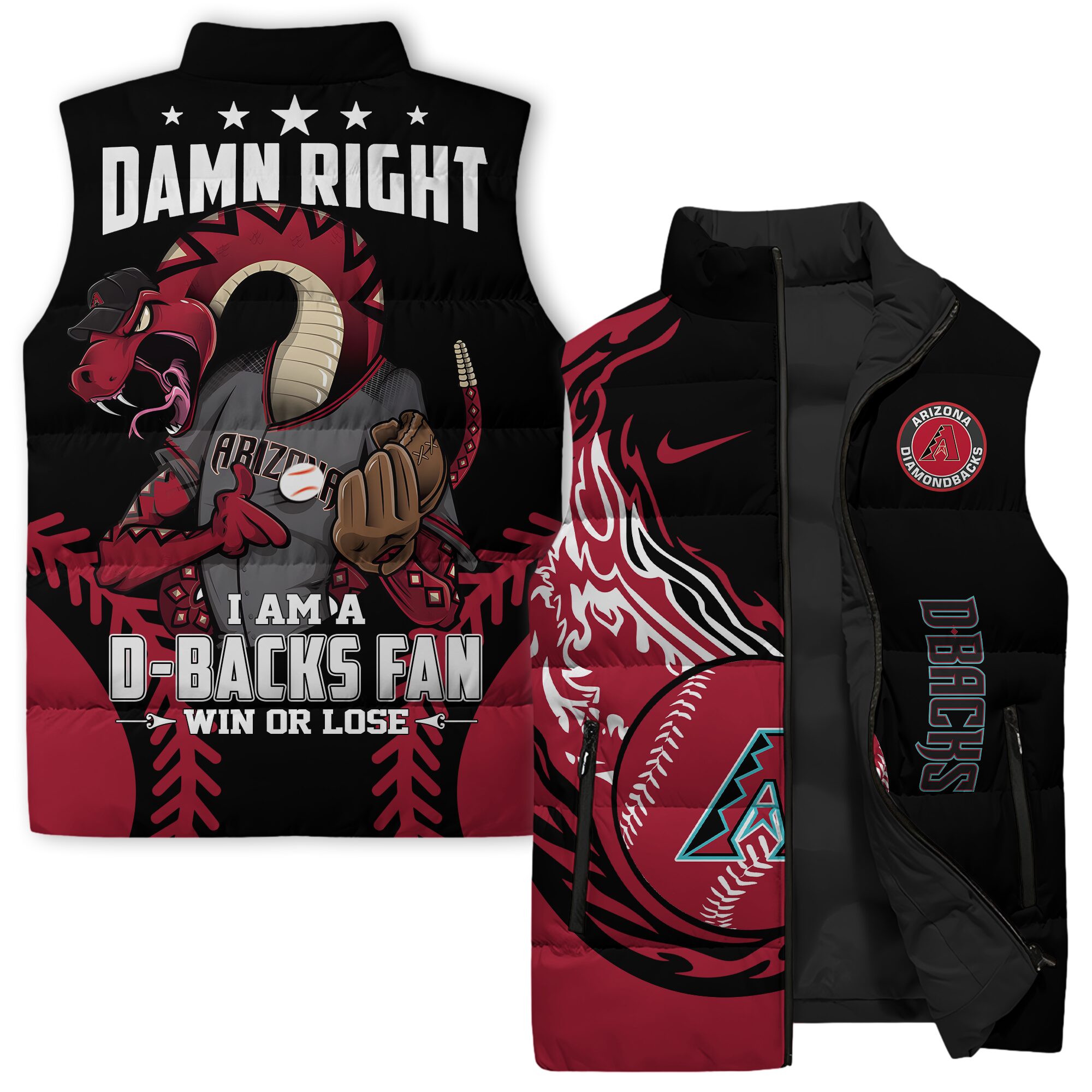 Arizona Diamondbacks MLB Style Sleeveless Puffer Jacket For Fans