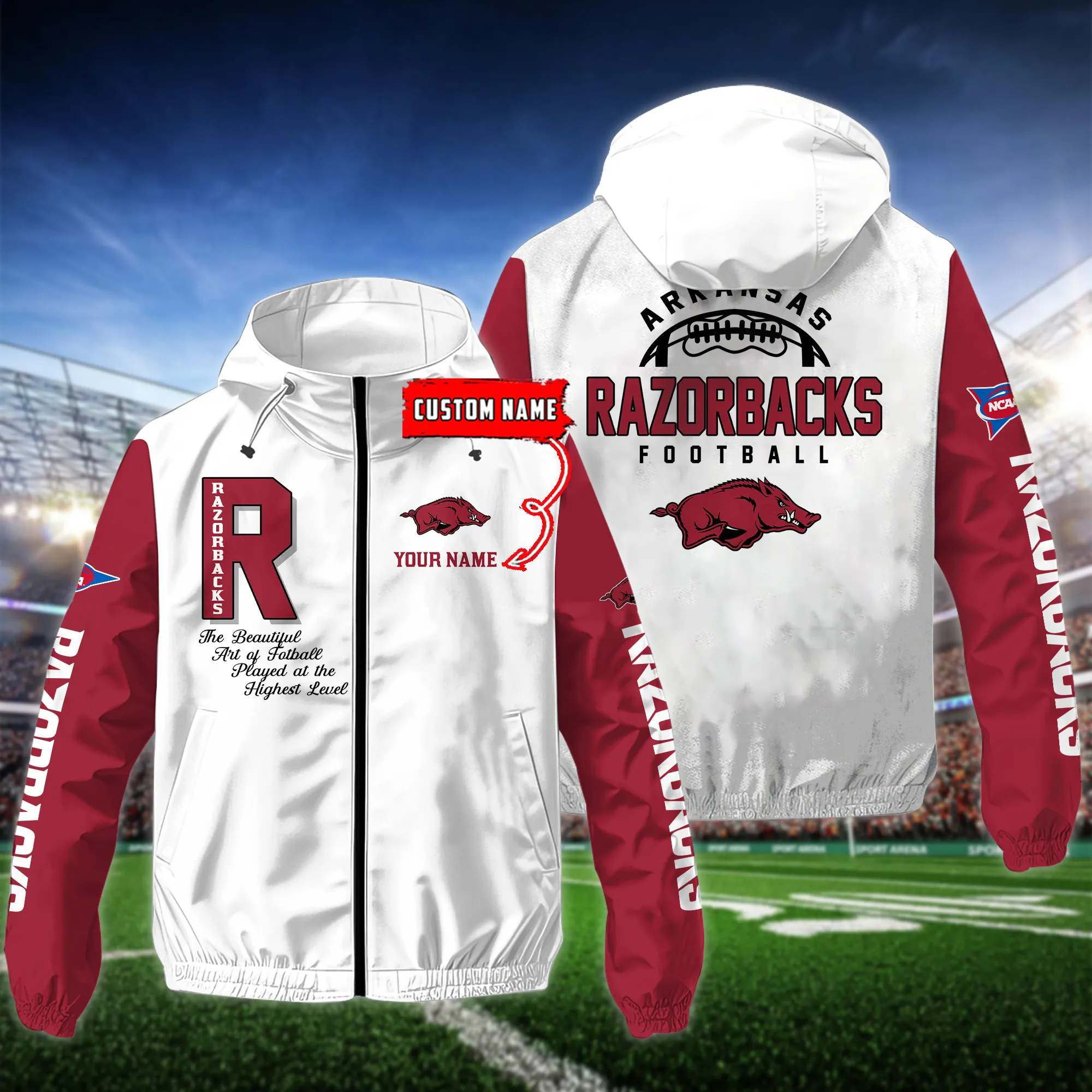 Arkansas Razorbacks NCAA Personalized Style Windbreaker Jacket For Fans