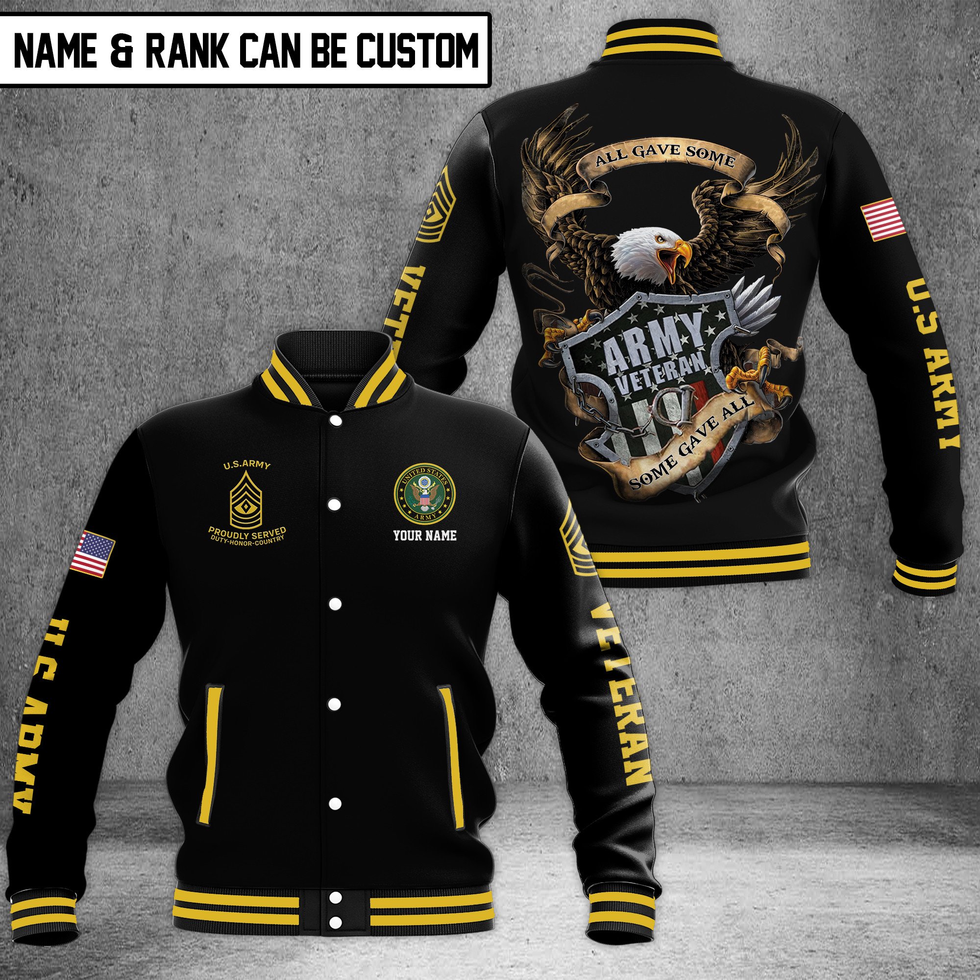 Armed Forces Style Baseball Jacket For Fans