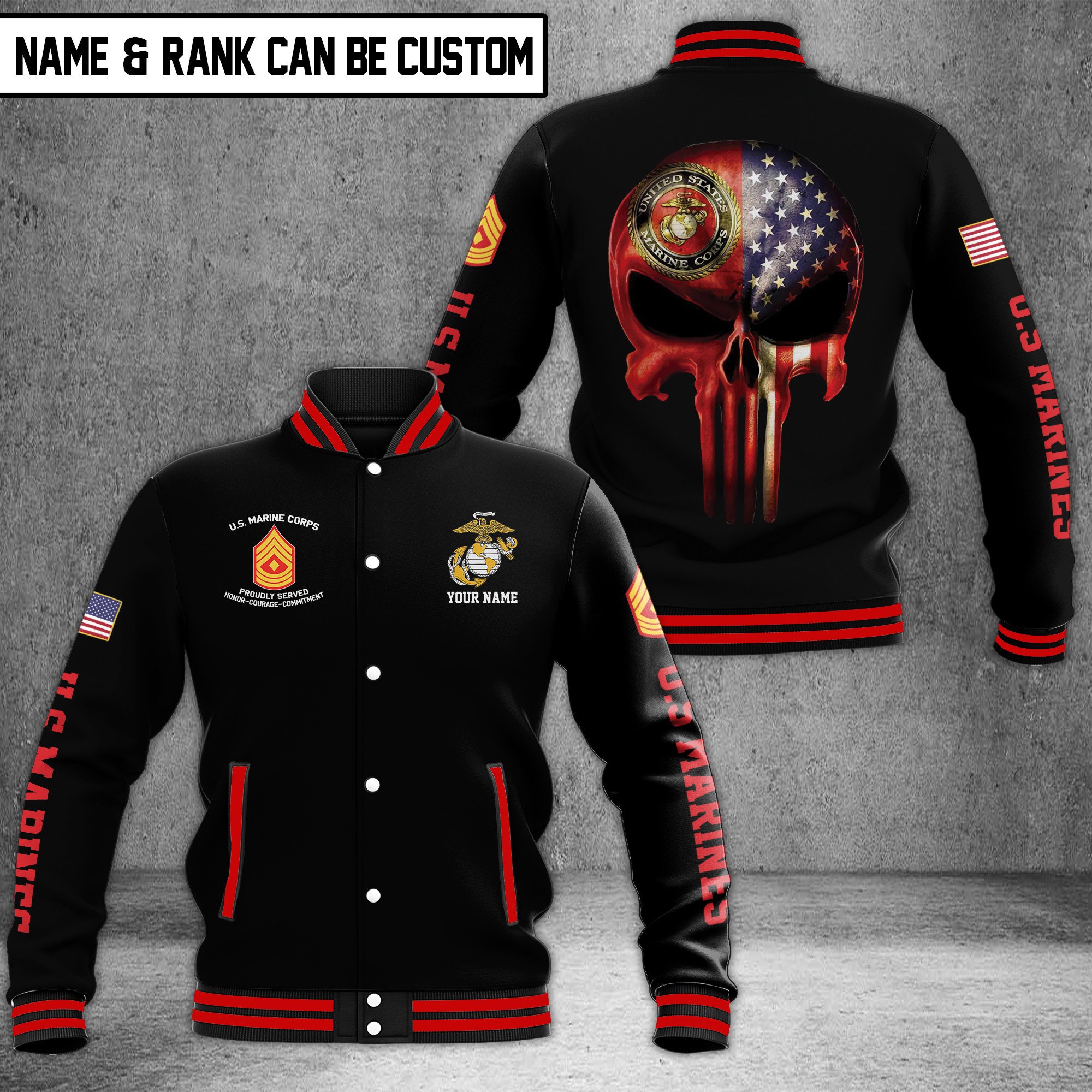 Armed Forces Style Baseball Jacket For Fans
