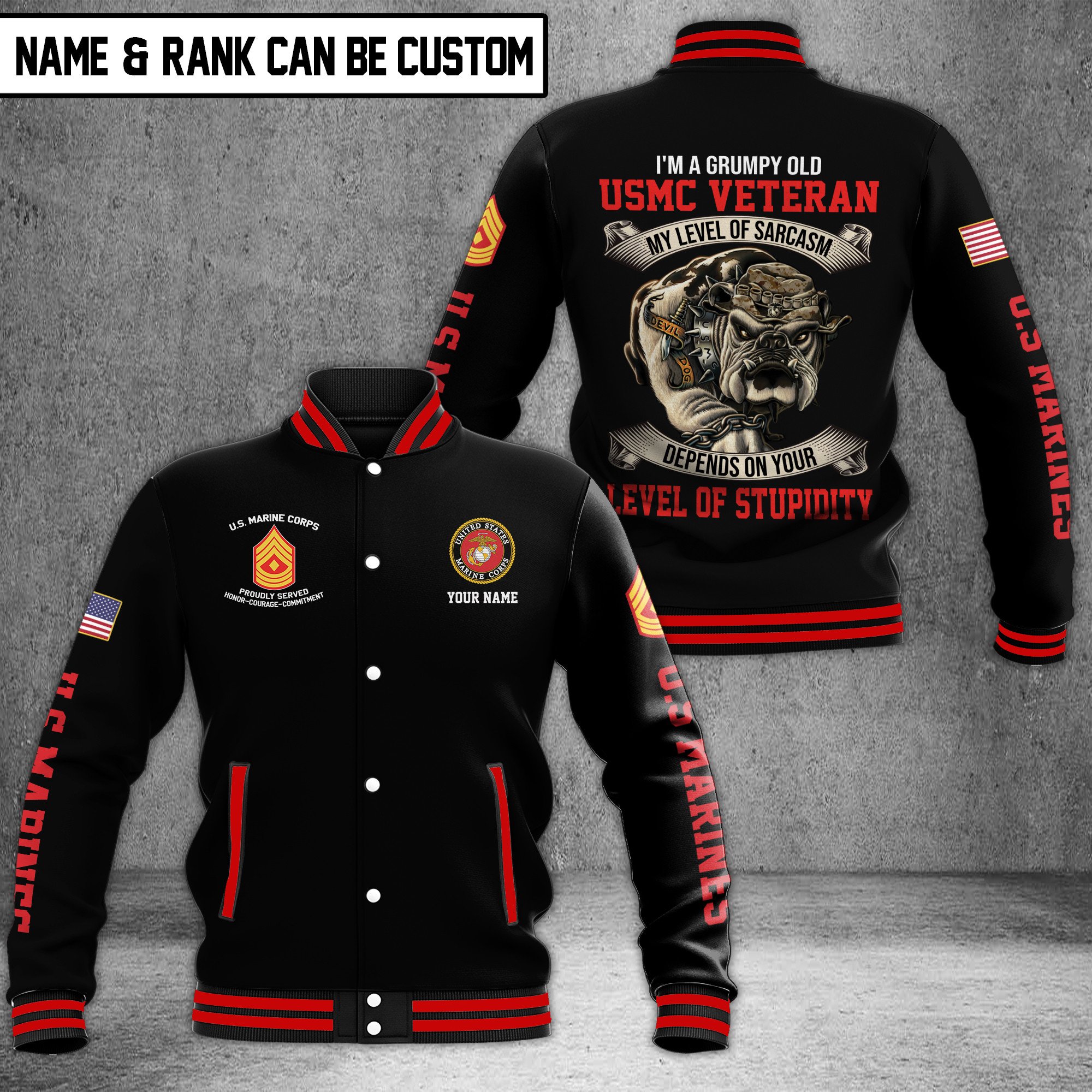 Armed Forces Style Baseball Jacket For Fans