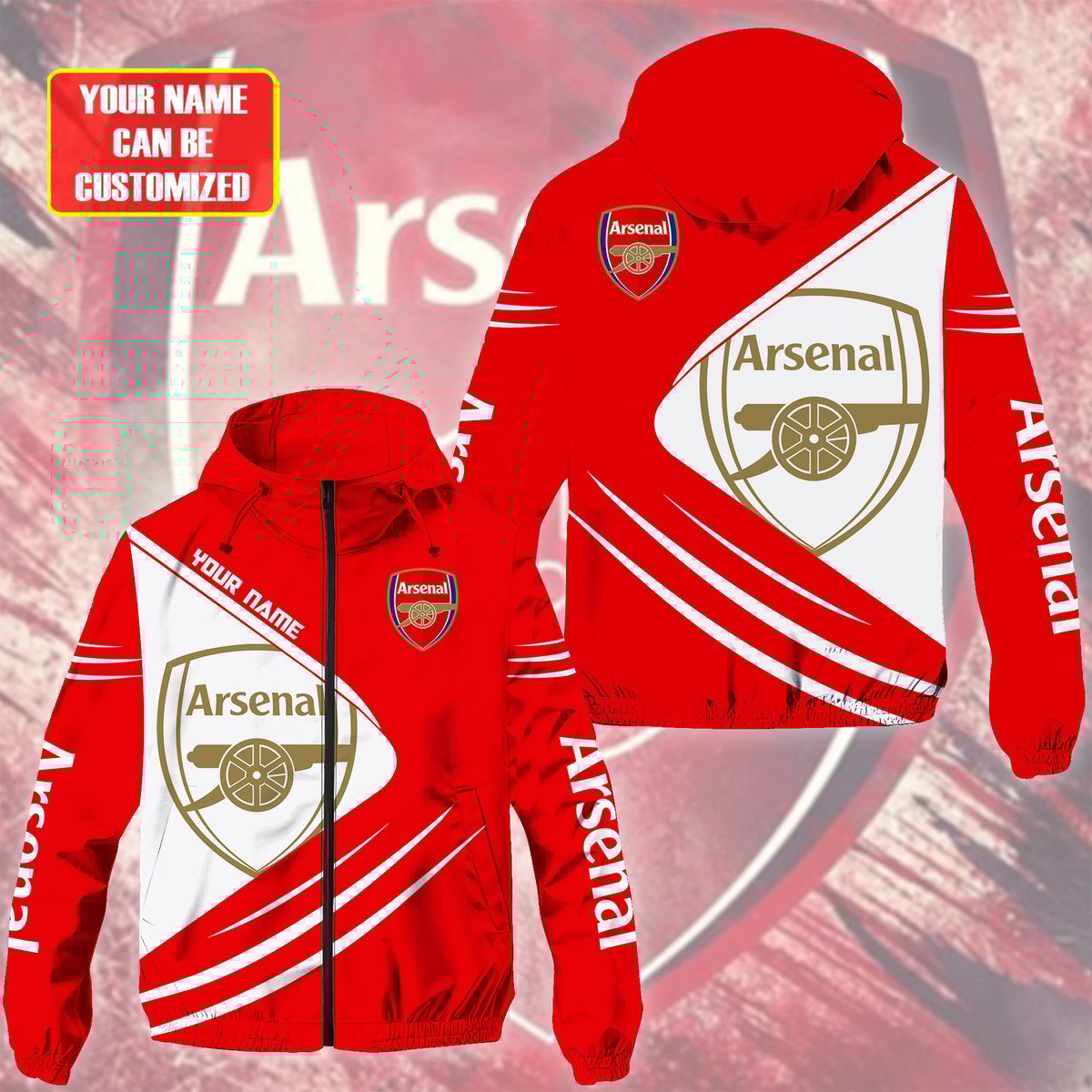 Arsenal EPL Style Windbreaker Jacket For Fans