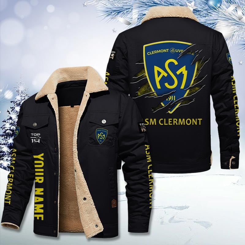 ASM Clermont Auvergne Top 14 Style Fleece Thermal Cotton Jacket For Fans