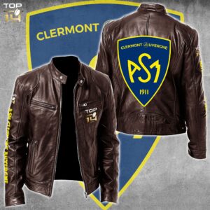 ASM Clermont Auvergne Top 14 Style Leather Jacket For Fans
