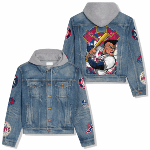 Atlanta Braves MLB Style Hooded Denim Jacket For Fans