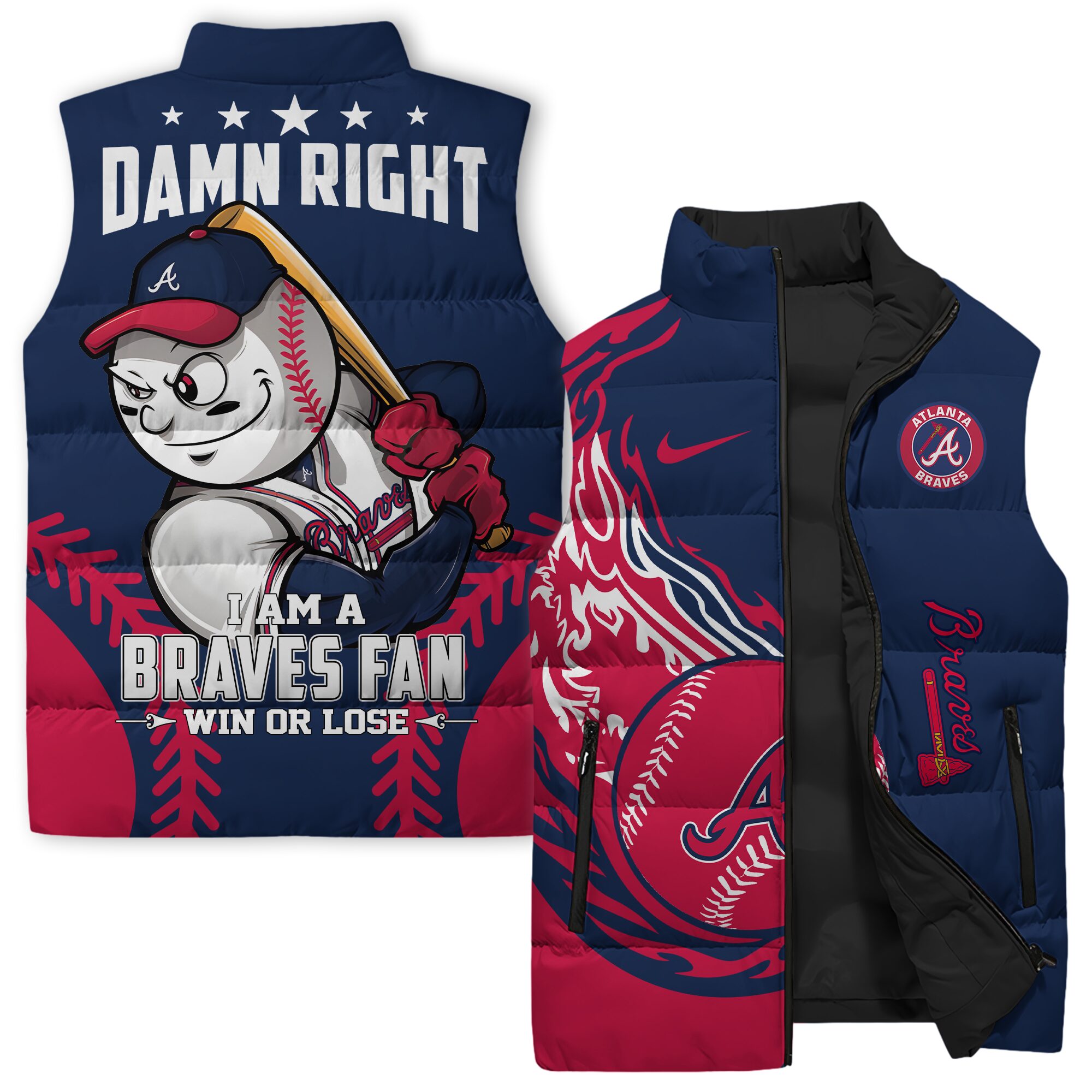 Atlanta Braves MLB Style Sleeveless Puffer Jacket For Fans