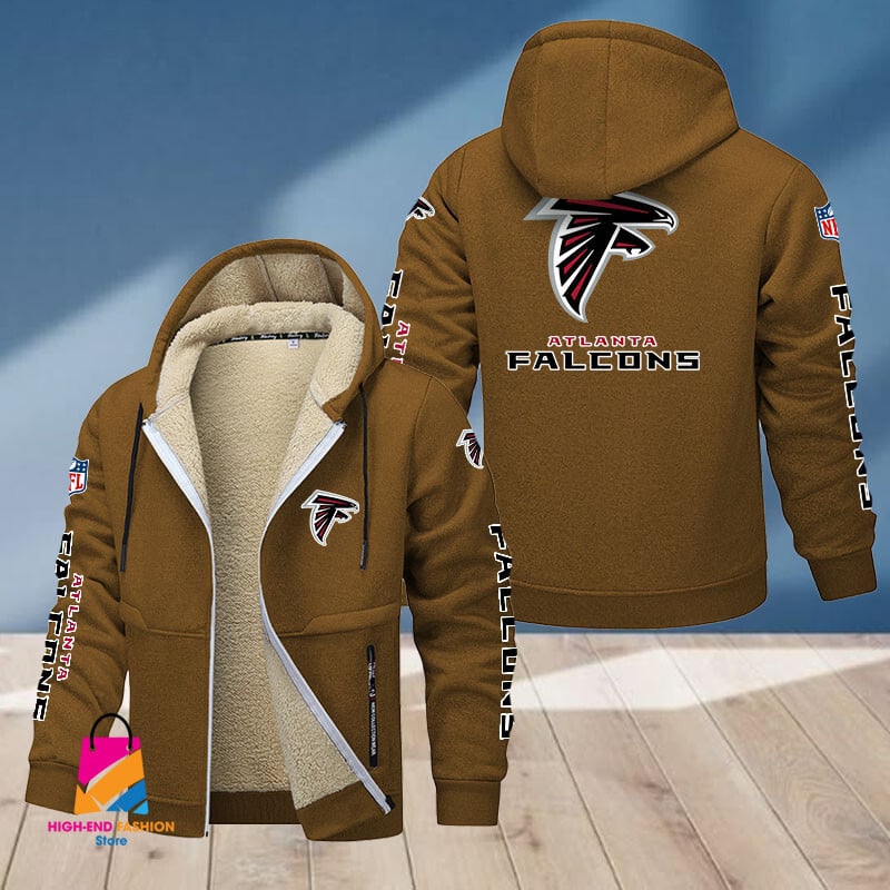 Atlanta Falcons NFL Style Fleece Zip Hoodie Jacket For Fans