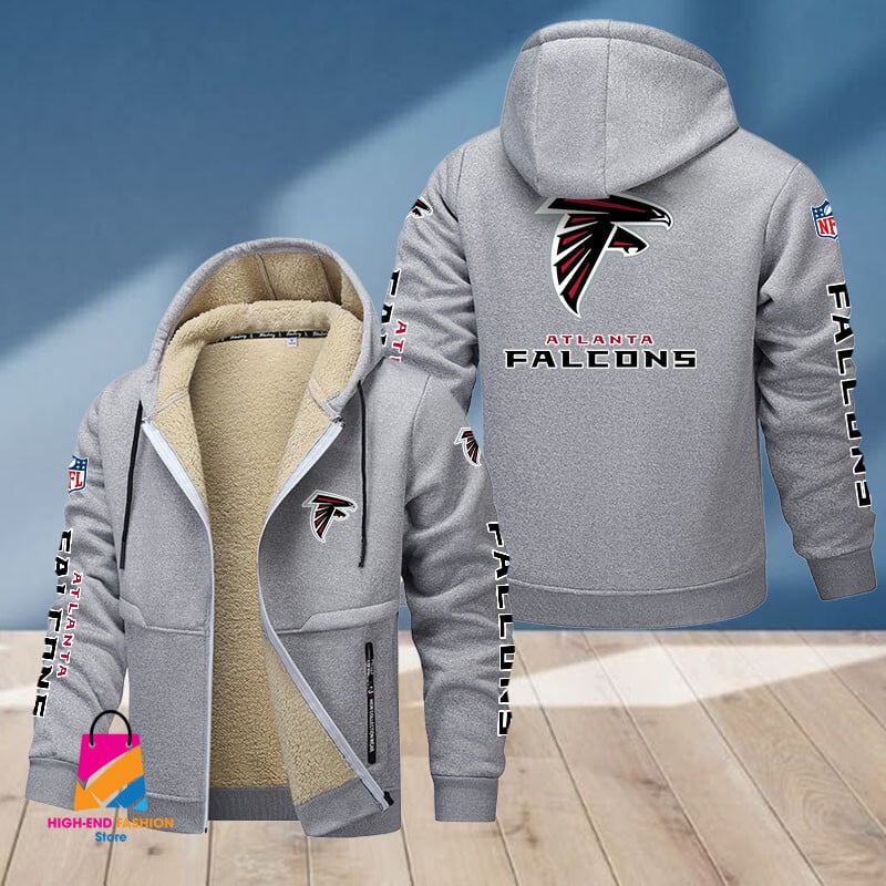 Atlanta Falcons NFL Style Fleece Zip Hoodie Jacket For Fans