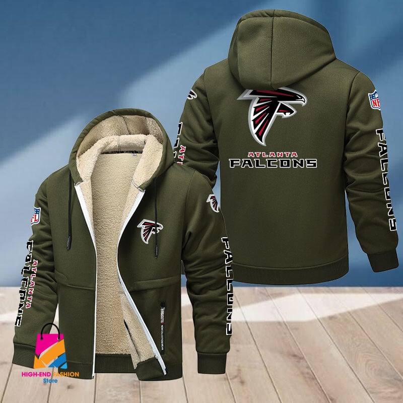 Atlanta Falcons NFL Style Fleece Zip Hoodie Jacket For Fans