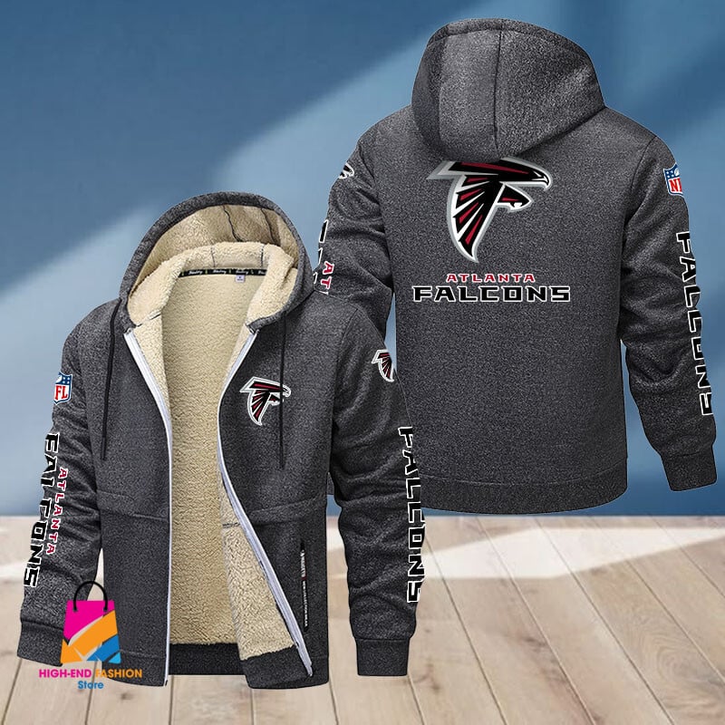 Atlanta Falcons NFL Style Fleece Zip Hoodie Jacket For Fans