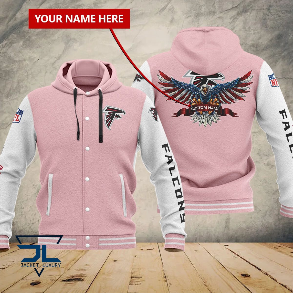 Atlanta Falcons NFL Style Hooded Baseball Jacket For Fan