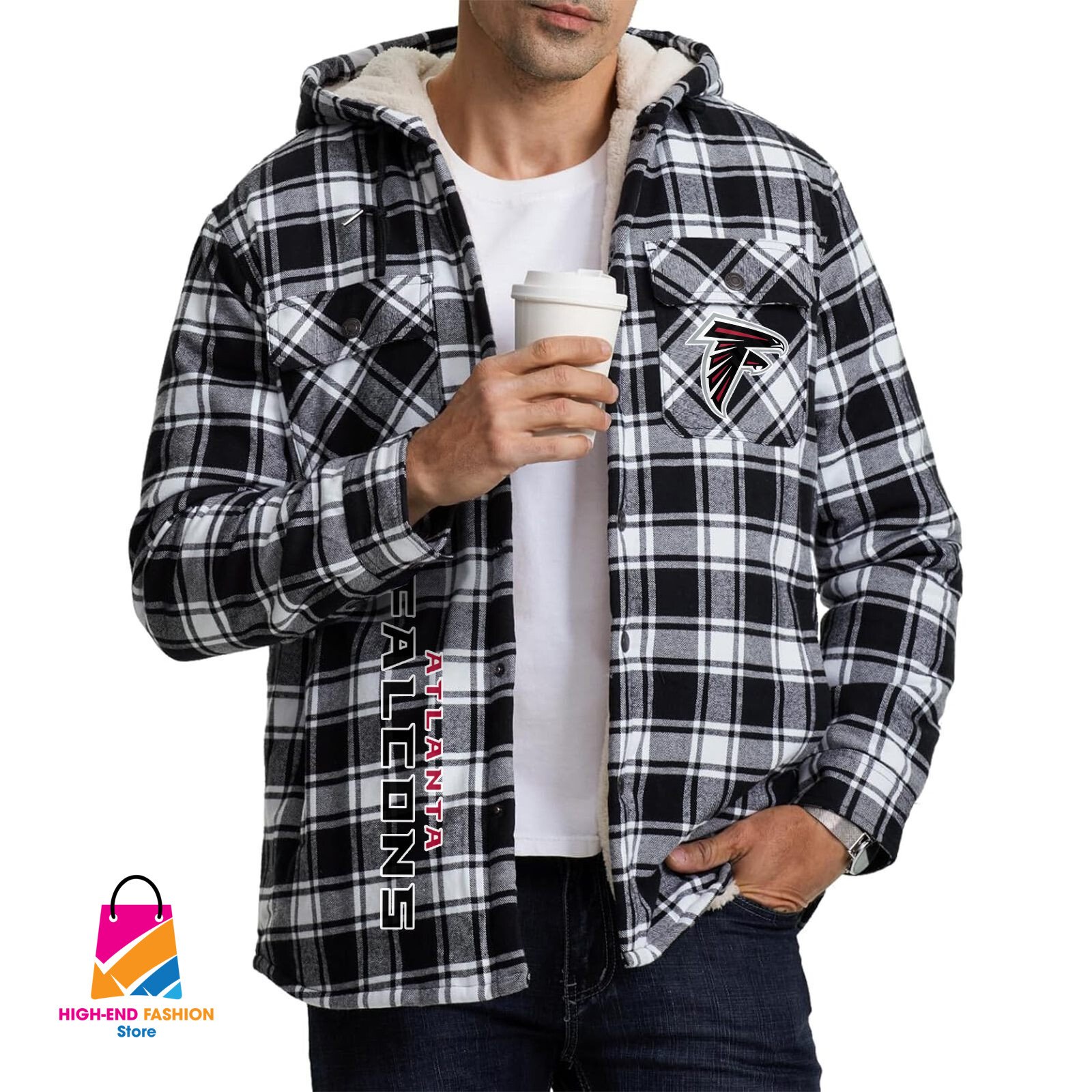 Atlanta Falcons NFL Style Zip Fleece Flannel Jacket For Fans
