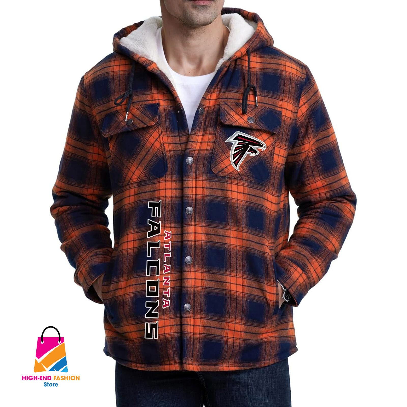 Atlanta Falcons NFL Style Zip Fleece Flannel Jacket For Fans