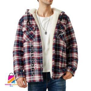 Atlanta Falcons NFL Style Zip Fleece Flannel Jacket For Fans