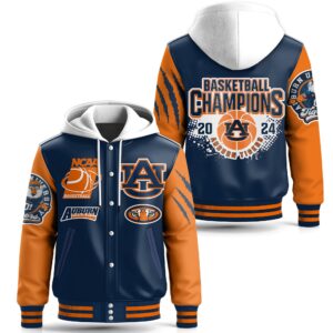 Auburn Tigers NCAA Style Leather Baseball Jacket With Hooded For Fans
