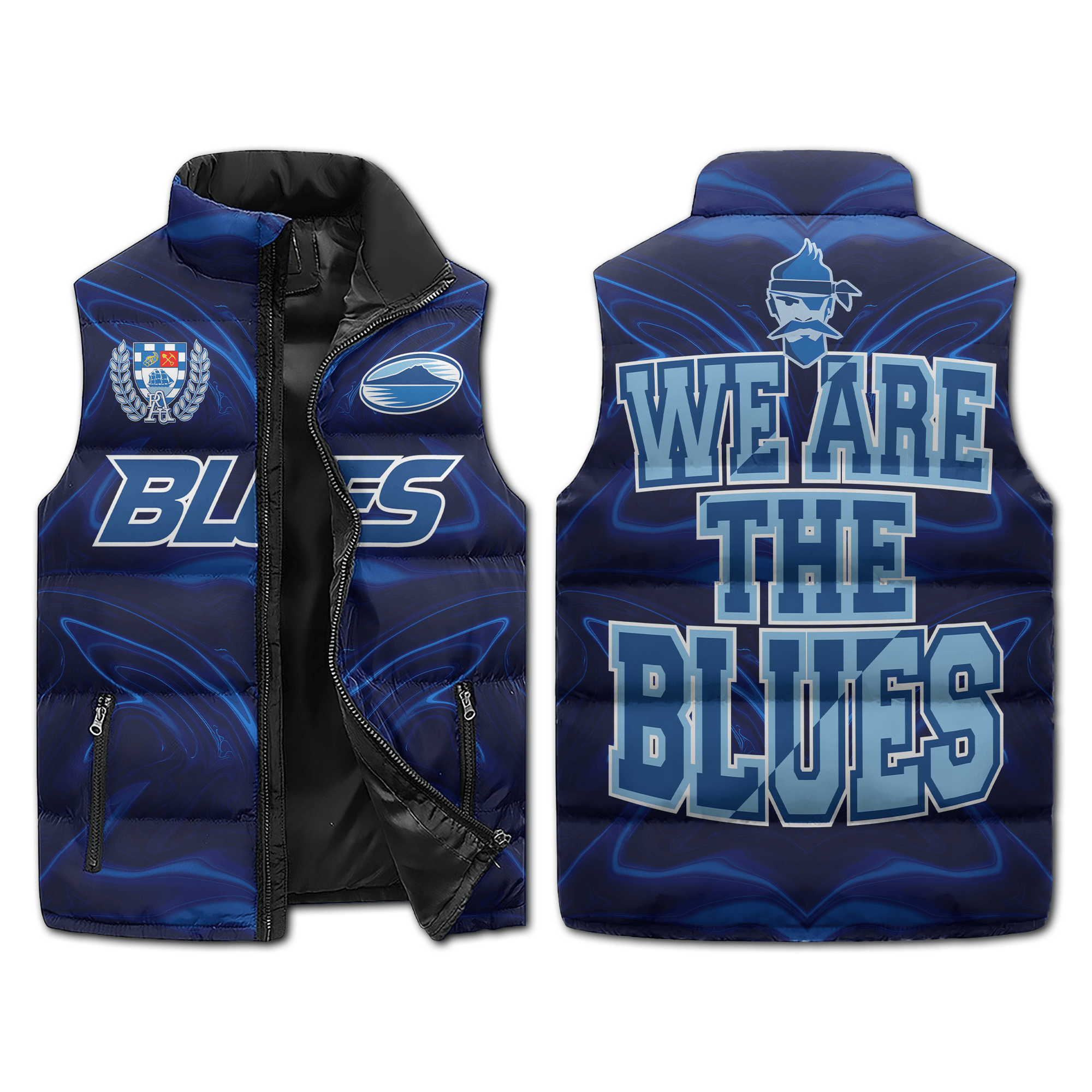 Auckland Rugby Rugby Style Sleeveless Puffer Jacket For Fans