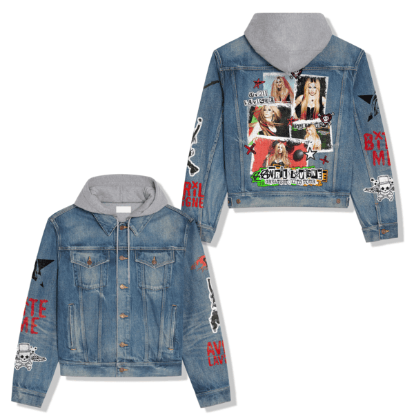 Avril Lavigne Music Style Hooded Denim Jacket For Fans