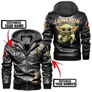 Baby Yoda Cartoon Style Leather Jacket For Fans