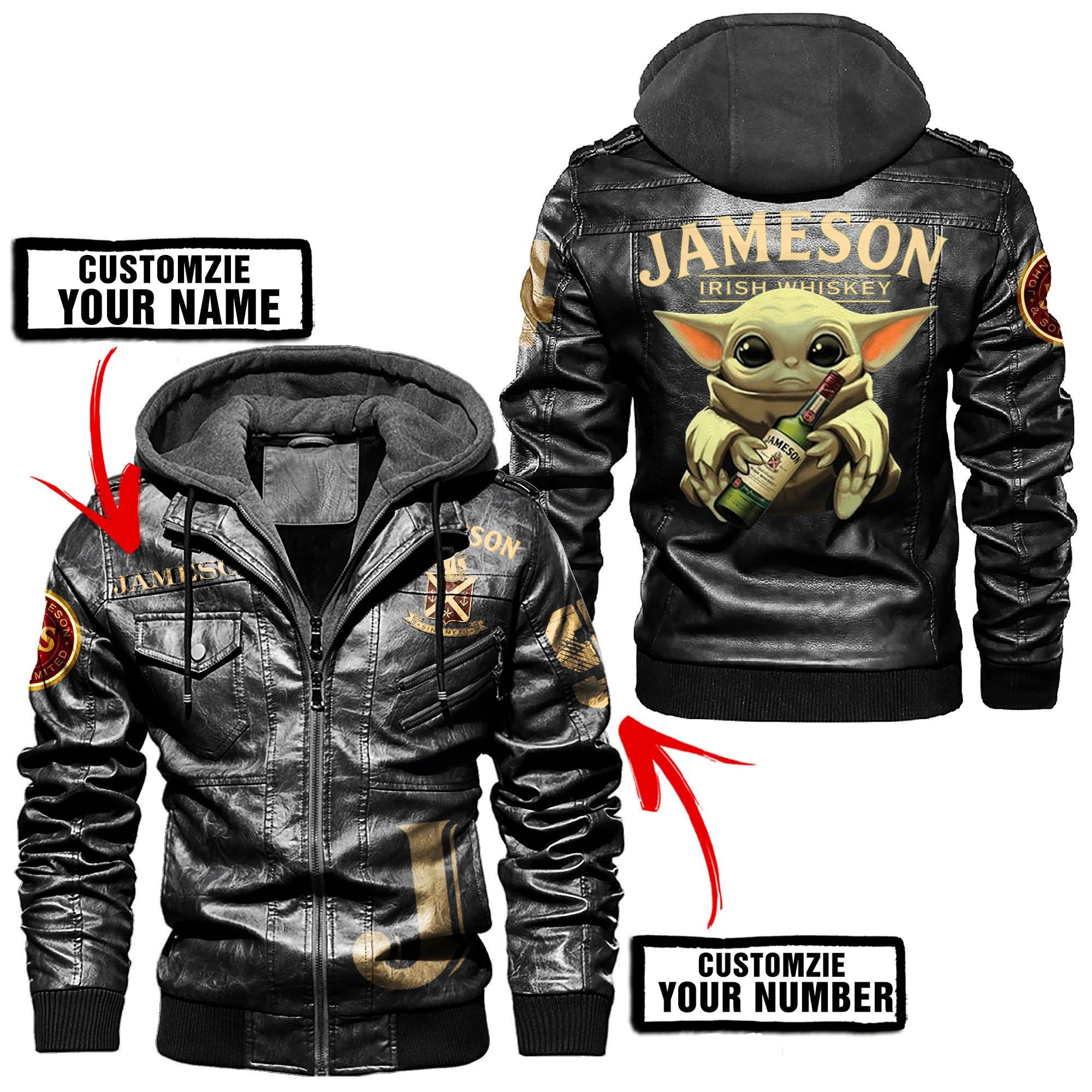 Baby Yoda Cartoon Style Leather Jacket For Fans
