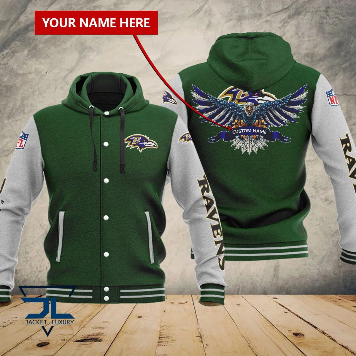 Baltimore Ravens NFL Style Baseball Jacket For Fan