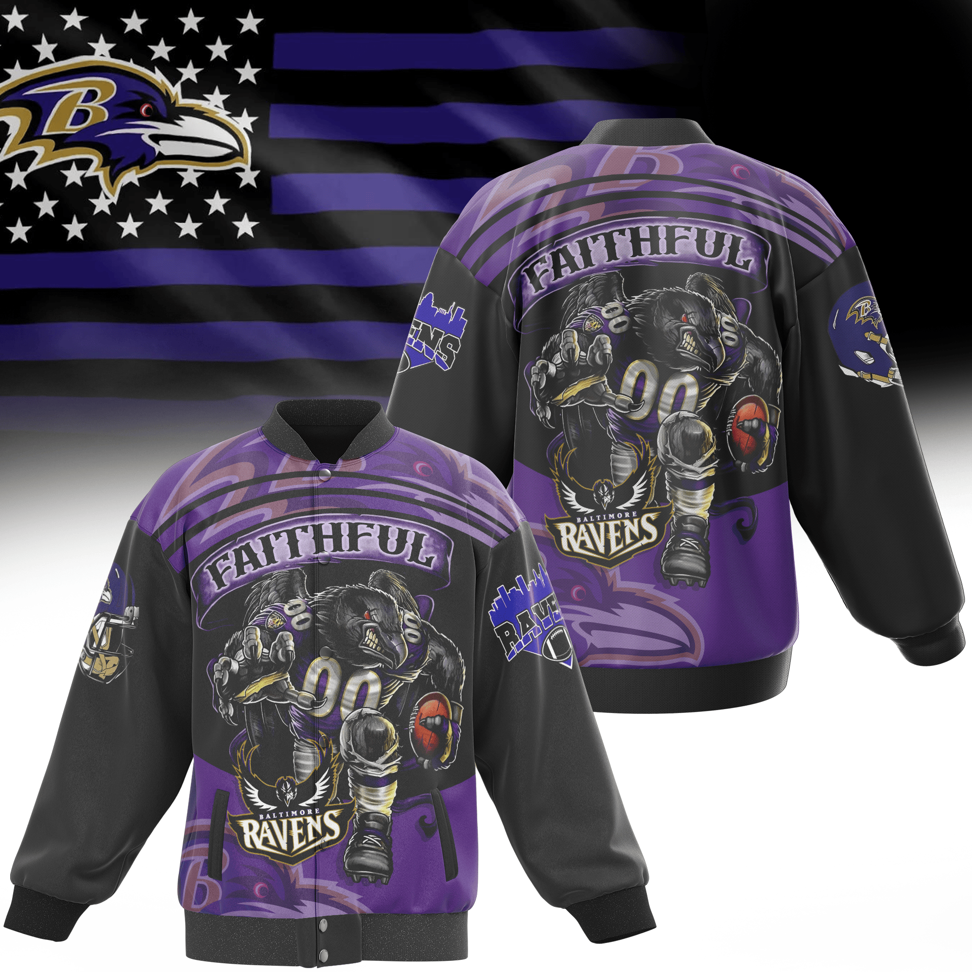 Baltimore Ravens NFL Style Baseball Jacket For Fans
