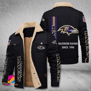 Baltimore Ravens NFL Style Fleece Thermal Cotton Jacket For Fans
