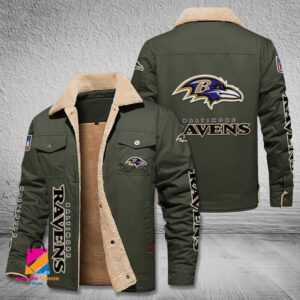Baltimore Ravens NFL Style Fleece Thermal Cotton Jacket For Fans