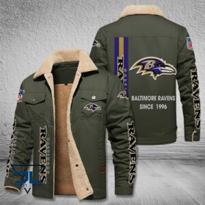 Baltimore Ravens NFL Style Fleece Thermal Cotton Jacket For Fans