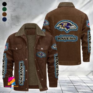 Baltimore Ravens NFL Style Fleece Thermal Cotton Jacket For Fans