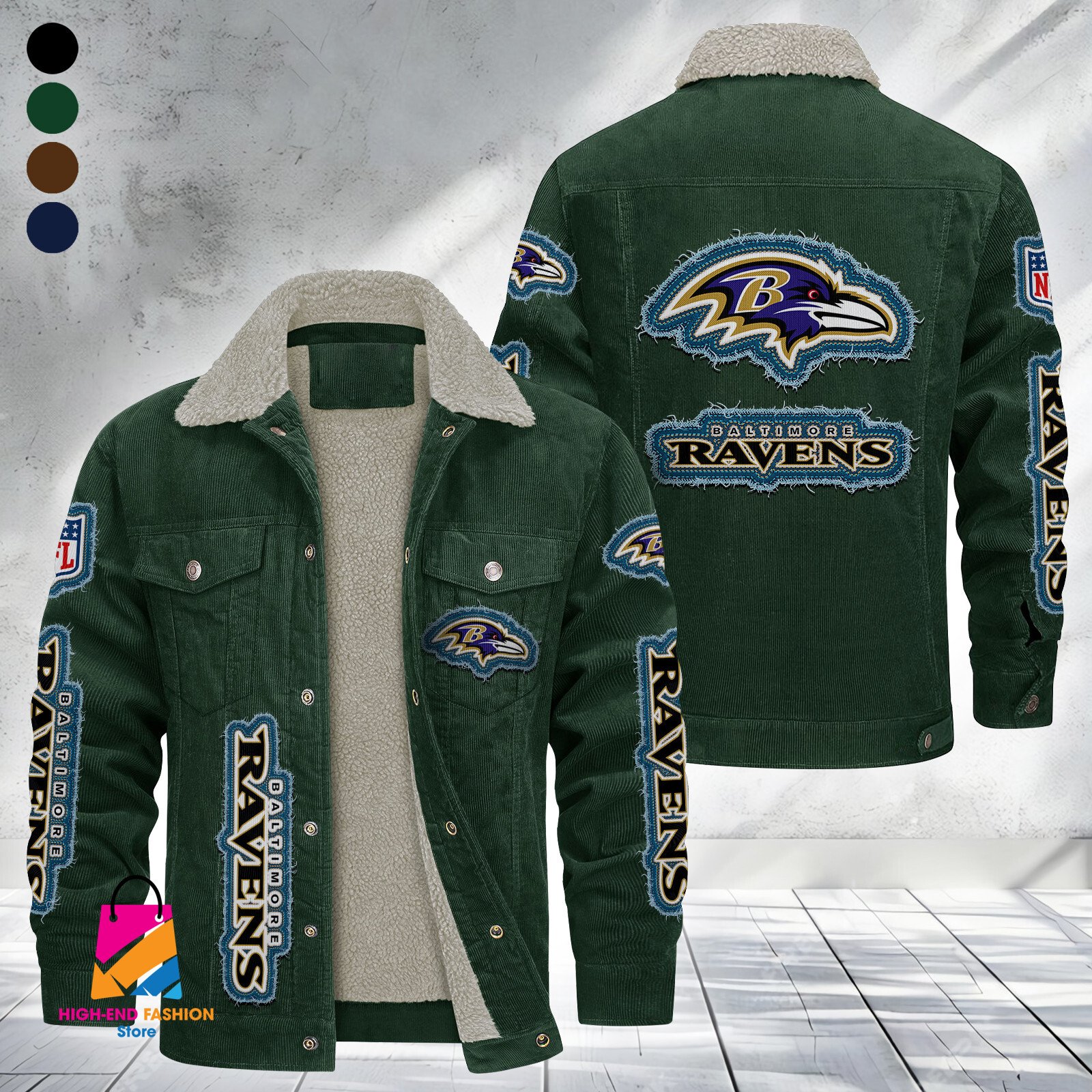 Baltimore Ravens NFL Style Fleece Thermal Cotton Jacket For Fans
