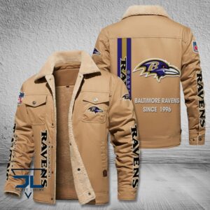 Baltimore Ravens NFL Style Fleece Thermal Cotton Jacket For Fans