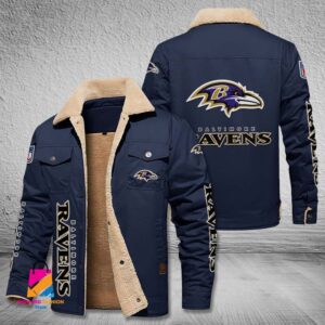 Baltimore Ravens NFL Style Fleece Thermal Cotton Jacket For Fans