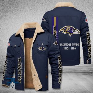 Baltimore Ravens NFL Style Fleece Thermal Cotton Jacket For Fans
