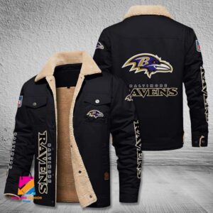 Baltimore Ravens NFL Style Fleece Thermal Cotton Jacket For Fans