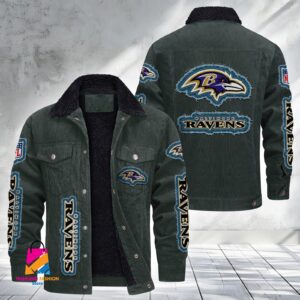 Baltimore Ravens NFL Style Fleece Thermal Cotton Jacket For Fans